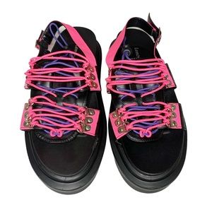 Lemonade Sierra Neon Pink Purple Lace Up Platform Sandals Straps Size 10